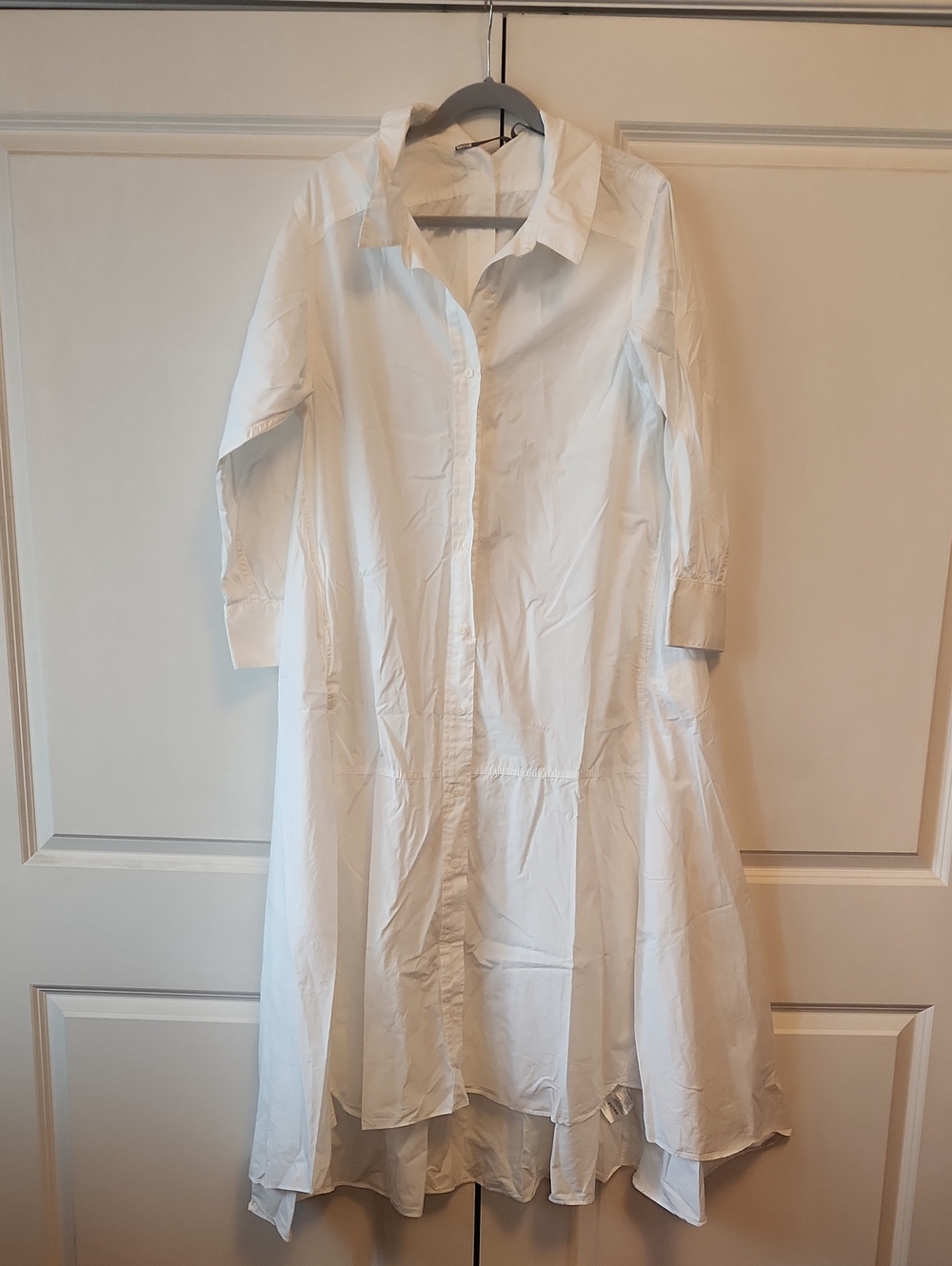 Anthropologie White Button-Up Shirt Dress With Pockets